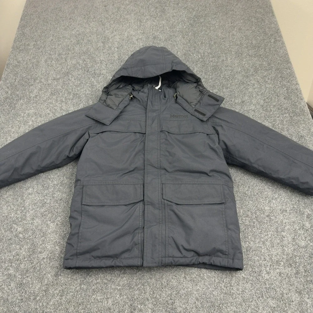 Marmot Jacket Kids L Black Nylon Down Hooded Puffer Pockets Gorpcore